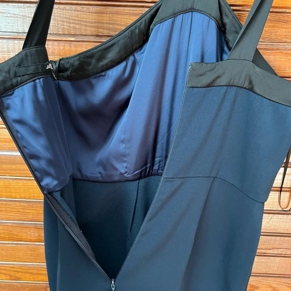 Jay Godfrey Dryden Bow Pleated Jumpsuit Wide Leg Navy Blue Size 2 Black Satin - Picture 8 of 11